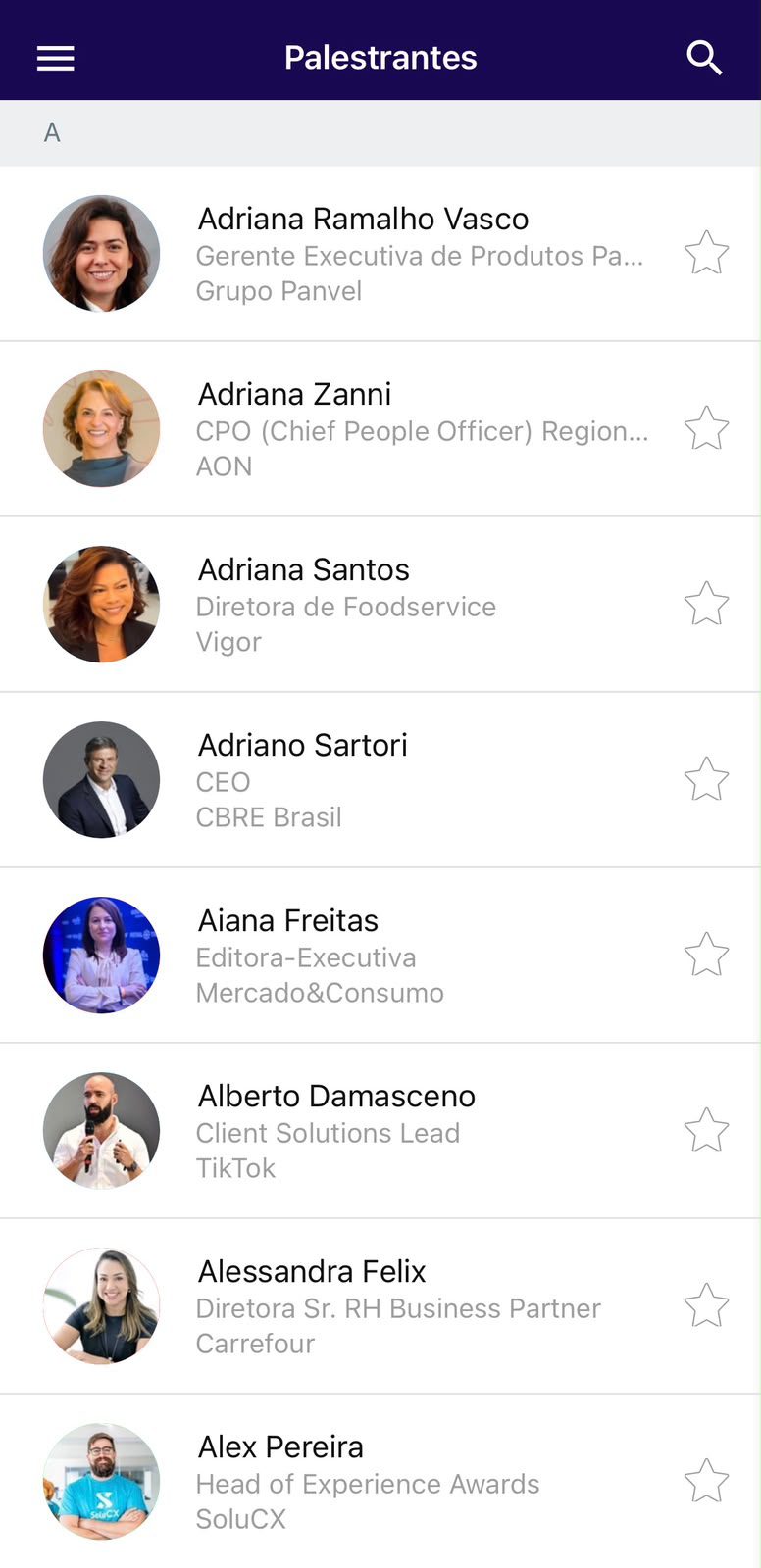 Tela do aplicativo do Latam Retail Show
